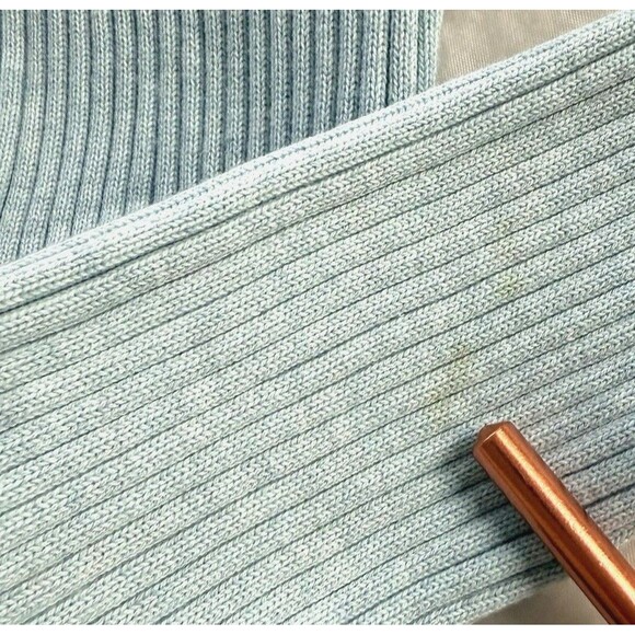 Pendleton Turtleneck Ribbed Knit Sweater Lt Blue Long Sleeve Warm Cotton Top L - Picture 2 of 5